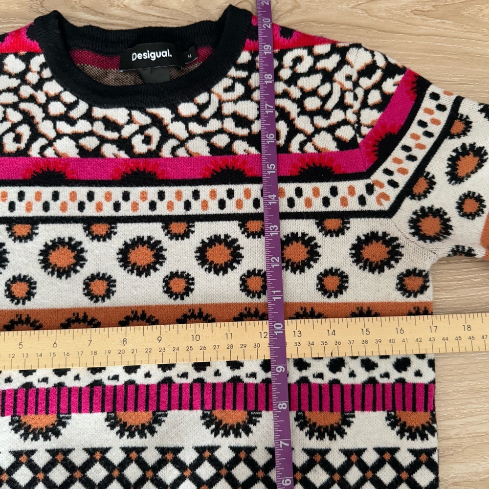 Desigual Medium Chapin Mixed Pattern Sweater Boho… - image 6